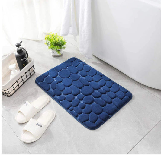 Cobblestone Embossed Bathroom Bath Mat Coral Fleece Non-Slip Carpet in Bathtub Floor Rug Shower Room Doormat Memory Foam Pad