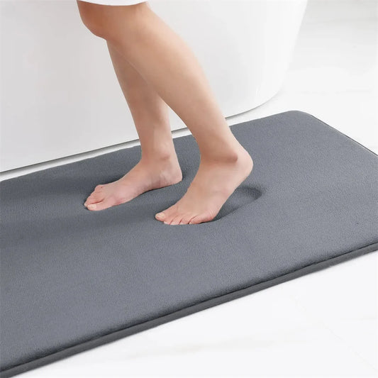 Silicone Bath Mat Non-Slip Shower Bathroom Rug Memory Foam Carpet Soft Foot Mat Stone Floor Super Absorbent Quick Dry Rug